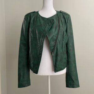 Bar III Green Faux Leather Jacket